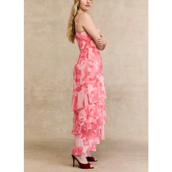Hutch Kennedi Ruffle Tiered Maxi Dress Pink Floral Print Size 14 NWT Flowy Skirt - Picture 8 of 15